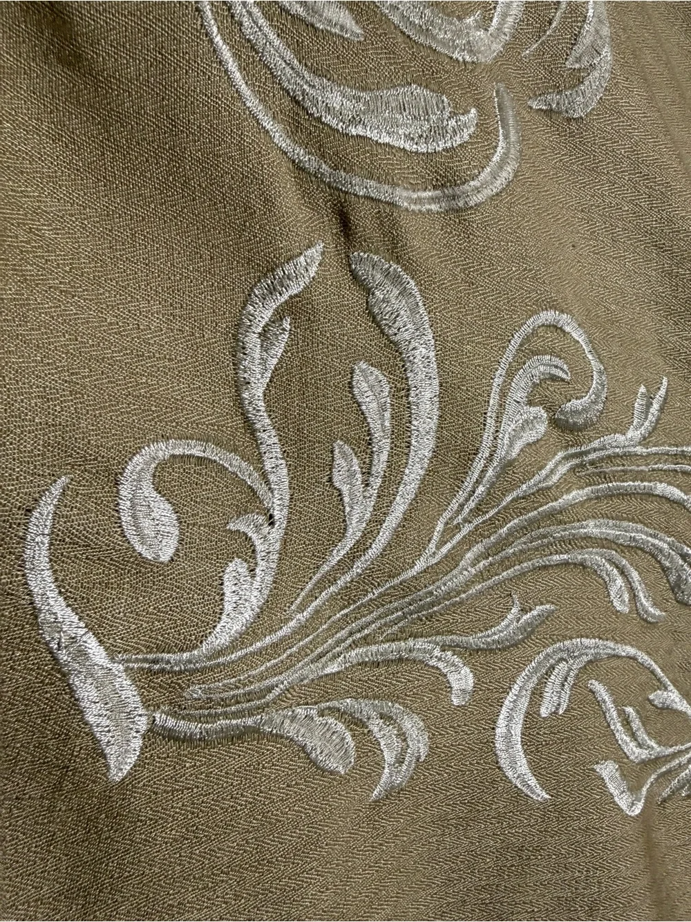 Court of Versailles Cashmere Silk Embroidered Sage Green Decorative Throw